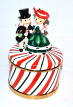 Vtg Lefton Christmas Shoppers Music box Candy Cane Dish MCM  HTF Holiday item - £175.52 GBP