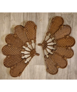 Burwood Brown Wall Hanging Fans Plastic Faux Wicker MCM 1980 - $15.10