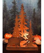 Ebros Metal Art Rustic Forest Black Bear By Pine Trees Night Light Sculp... - €45,23 EUR
