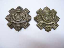 Pair Vintage Brass Royal British Highland Light Infantry Regiment Badges H 5.2cm - £39.56 GBP