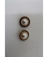 2 pcs black gold &amp; pearl white round buttons -  7/8&quot; - shank - $2.96