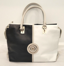 BALDININI TREND Black and White Leather Tote with Emblem at Front - $399.99