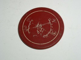 Vintage Poker Chip Double Horseshoe Early 1900&#39;s Clay or Clay Composite Bakelite - £7.04 GBP