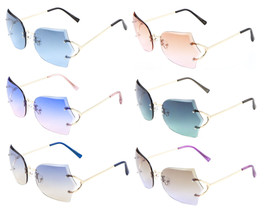 Womens Rimless Oversized Butterfly Sunglasses Retro Designer Fashion Outdoor Nwt - £6.35 GBP