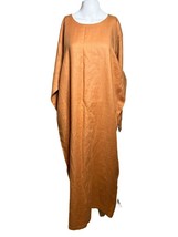 What&#39;s Up Linen Dress Womens XL Orange Retro Lagenlook Bohemian Long Sle... - £47.70 GBP