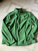 Lands&#39; End Womens Green Fleece Jacket Full Zip Size XL 18 Long Sleeve - £21.78 GBP