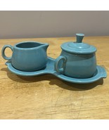 Vintage FIESTA WARE Turquoise Sugar &amp; Creamer Set - Coffee/Tea - Complet... - $55.60 CAD