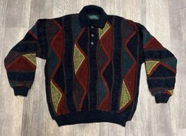 Tundra VTG 90s Cotton Multicolor Half Button Sweater XL Biggie Smalls Coogi Styl - £77.52 GBP