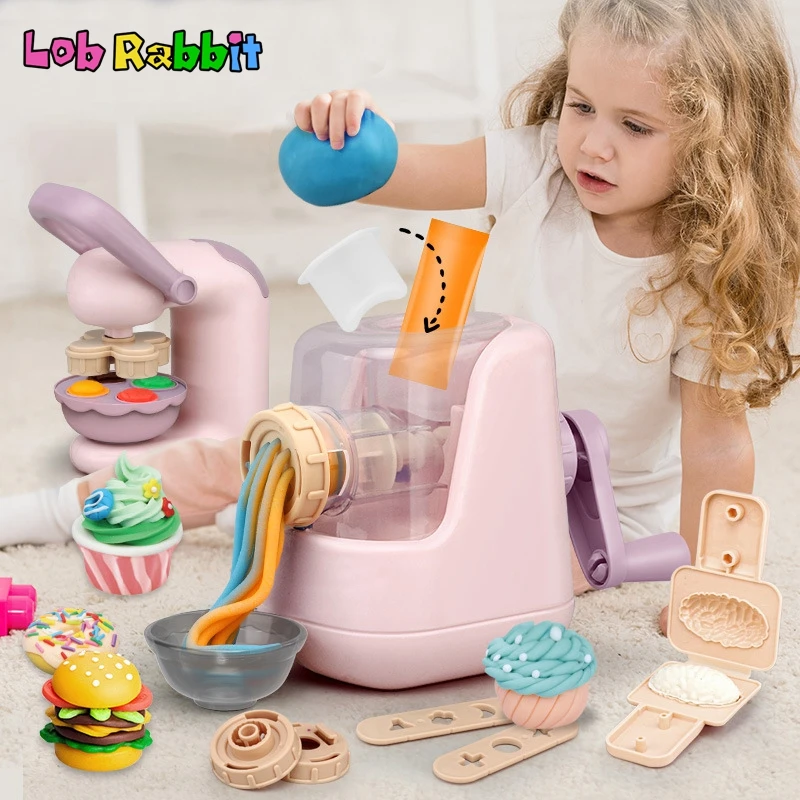 Kitchen Toy Simulation Ice Cream Noodle Hamburger Machine Color Mud Set DIY - £22.62 GBP+