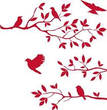 Picniva Red 15&#39;&#39; X 44&#39;&#39; Burnish Birds &amp; Blossoms Vinyl Wall Decal Art Décor - $15.63