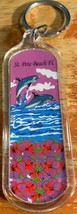 Florida Souvenir St. Pete Beach Dolphins Flowers Ocean Keychain Bag Clip... - £9.58 GBP