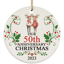 Deer Couple Our 50th Anniversary 2023 Ornament Gift 50 Years Christmas Together - £11.83 GBP