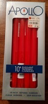 12 Apollo 10 in Red Elegant Tapered Candles Clean Burning Drip Resistant Holiday - £15.65 GBP