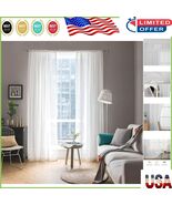 2-Pack White Sheer Window Drapes, 54&quot; W x 48&quot; L - Aesthetic Window Treat... - $38.51 CAD