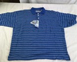 NWT Geographic Polo Shirt Mens Large Blue Striped Summer Comfort Golf - $14.85