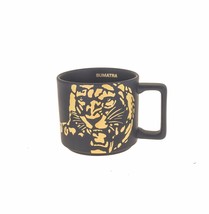 Starbucks Matte Black Gold Sumatra Stamp Tiger Ceramic Mug Cup Handle 14oz 2016 - £47.20 GBP