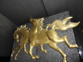 Solid Brass Running Horses Wall hanging Art Sculpture  Measures 20" L x 14" H image 3