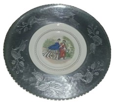 Vintage 17&quot; Farberware Limoges Victorian Scene Wrought Aluminum Platter - $488.78 MXN