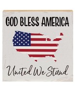 God Bless America USA Map Block United We Stand Wood Sign 6&quot;x6&quot;  - £12.66 GBP