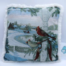 Cardinal Winter Snow Woven Tapestry Decorative Throw Pillow 15&quot;  - $17.79