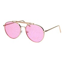 Glitzer Gläser Sonnenbrille Brille Damen Rund Pilot Gold Metallrahmen - £10.30 GBP+