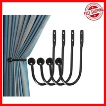 Set of 4 Durable Black Curtain Tiebacks, Easy Install Heavy Duty Metal H... - $26.72
