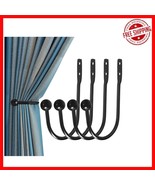 Set of 4 Durable Black Curtain Tiebacks, Easy Install Heavy Duty Metal H... - $493.91 MXN