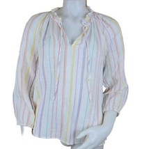 Lucky Brand Top Womens S Gauzy Peasant Blouse Shirt Pastel Stripe Bohemian - £13.03 GBP