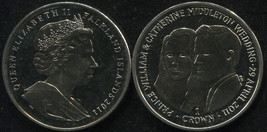 Falkland Islands. 1 Crown. 2011 (Coin KM#160. Unc) Royal Wedding - £11.34 GBP