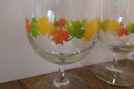 4 stem GLASSES w/FALL LEAVES around glass 6.5&quot; tall (cab) - £7.97 GBP