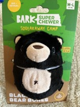 NEW Bark Box Super Chewer Squeakaway Camp Fleece Black Bear Bones • M-L 20+ Lbs - £11.78 GBP