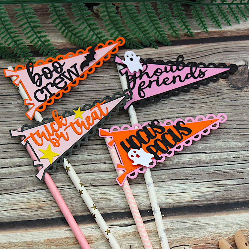 Halloween Flags Boo Crew Hocus Pocus Trick or Treat Ghoul Metal Cutting ... - $12.06