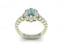 925 Sterling Silver Aquamarine Gemstone Engagement Wedding Women Ring Jewelry - £44.10 GBP