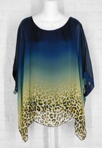 GREY VIOLET Layering Tunic Top Sheer Silk Blue Gold Ombre Leopard NWT On... - $79.19