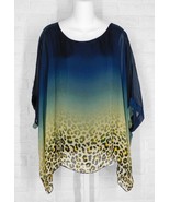 GREY VIOLET Layering Tunic Top Sheer Silk Blue Gold Ombre Leopard NWT On... - £62.31 GBP