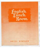 English Lunch Room Dinner Menu Hotel Statler Boston Massachusetts 1946 - $37.62