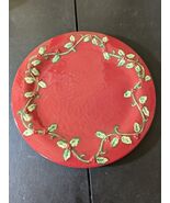 red Christmas 11&quot; plate with holly &amp; berries - €12,78 EUR