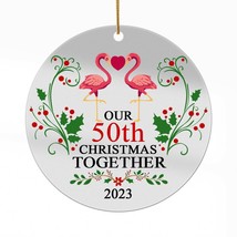 50th Anniversary Christmas 2023 Acrylic Ornament 50 Years Flamingo Couple Gift - £13.41 GBP