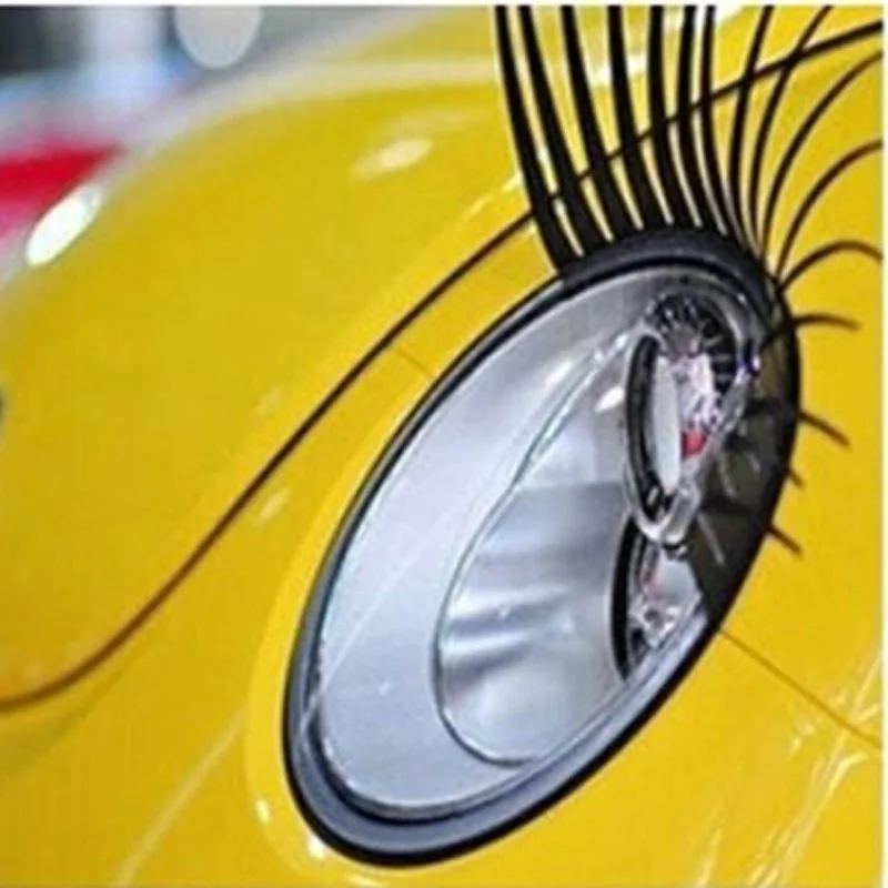 2pcs New Fashion Car Headlight Sticker 3D Charming Black False Eyelashes Stick - £12.58 GBP