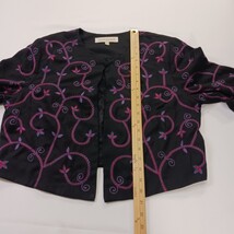 Sarah Elizabeth Women's 14 Black/Red Floral Embroidered One Button Blazer Jacket image 7