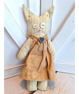 Primitive Folk Art Easter Female Bunny Rabbit Fabric 8” Tall Vintage  - £14.82 GBP