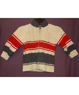 Sweater Striped Cardigan Knit Size 3T Baby Gap Cream Red Gray - £6.20 GBP