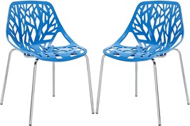 Modern Stacking Two Blue Kitchen And Dining Room Chairs By Modway. - £181.43 GBP