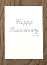 Silver Glitter Happy Anniversary Script Greeting Card - $10.00