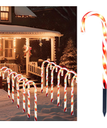 12 Pcs Christmas Candy Cane Pathway Markers Lights, 12” Stakes Lights, O... - $608.71 MXN