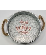 MM) MYCO International Rustic Galvanized Metal Serving Tray Cherish Ever... - $19.79