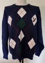 Vintage JOHN ASHFORD Golf 100% Cotton Blue Argyle Sweater Men&#39;s Sz Large - £19.78 GBP