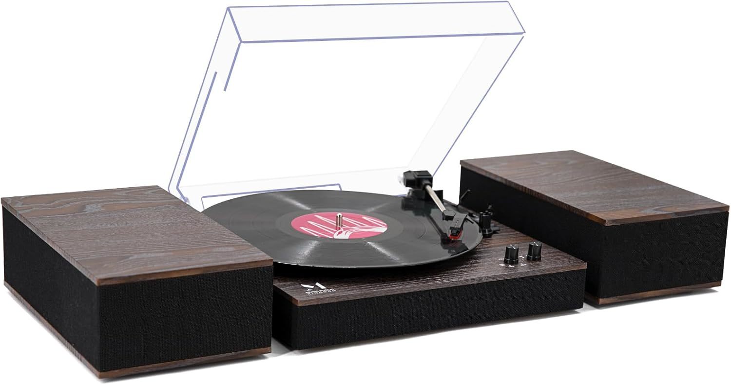 Mpk Bluetooth Record Player,Turntable Hifi System With Bookshelf, Stop ...