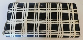 Coach Black &amp; White Plaid Full Size Zip Around Wallet - £70.69 GBP