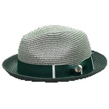 Men's Bently Soft Fedora Briad Straw Hat Stingy Brim Gino Gi216 Green White image 2